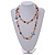 Salmon/Blue/Lavender/Citrine Shell Nugget and Glass Bead Long Necklace - 115cm Long - view 3