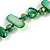 Green Shell Nugget and Glass Bead Long Necklace - 115cm Long - view 5