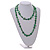 Green Shell Nugget and Glass Bead Long Necklace - 115cm Long - view 3