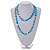 Azure Blue Shell Nugget and Sky Blue Glass Bead Long Necklace/115cm Long - view 3