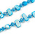 Azure Blue Shell Nugget and Sky Blue Glass Bead Long Necklace/115cm Long - view 4