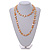 Melon/Pale Yellow Shell Nugget and Citrine Glass Bead Long Necklace - 115cm Long - view 3