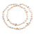 Off White Shell Nugget and Transparent Glass Bead Long Necklace - 115cm Long - view 2