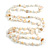 Off White Shell Nugget and Transparent Glass Bead Long Necklace - 115cm Long - view 6