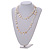Off White Shell Nugget and Transparent Glass Bead Long Necklace - 115cm Long - view 3