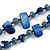 Navy Blue Shell Nugget and Space Blue Glass Bead Long Necklace - 115cm Long - view 4