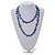 Navy Blue Shell Nugget and Space Blue Glass Bead Long Necklace - 115cm Long - view 3