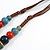 Dusty Blue/Red/Black/Navy Blue Ceramic Bead Tassel Brown Cord Necklace/68cm L/Adjustable/Slight Variation In Colour/Natural Irregularities - view 9