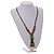 Green/Red/Black/Teal Ceramic Bead Tassel Brown Cord Necklace/68cm L/Adjustable/Slight Variation In Colour/Natural Irregularities - view 3