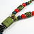 Green/Red/Black/Teal Ceramic Bead Tassel Brown Cord Necklace/68cm L/Adjustable/Slight Variation In Colour/Natural Irregularities - view 6