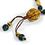 Dusty Yellow/Teal Ceramic Bead Tassel Necklace with Brown Cotton Cord/Adjustable/Slight Variation In Colour/Natural Irregularities/60cm Long - view 9