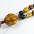 Dusty Yellow/Teal Ceramic Bead Tassel Necklace with Brown Cotton Cord/Adjustable/Slight Variation In Colour/Natural Irregularities/60cm Long - view 4