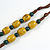 Dusty Yellow/Teal Ceramic Bead Tassel Necklace with Brown Cotton Cord/Adjustable/Slight Variation In Colour/Natural Irregularities/60cm Long - view 5