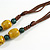 Dusty Yellow/Teal Ceramic Bead Tassel Necklace with Brown Cotton Cord/Adjustable/Slight Variation In Colour/Natural Irregularities/60cm Long - view 6