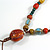 Multicoloured Ceramic Bead Tassel Necklace with Brown Cotton Cord/Adjustable/Slight Variation In Colour/Natural Irregularities/60cm Long - view 4
