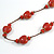 Dusty Red Ceramic Heart Bead Brown Silk Cord Long Necklace/90cm L/Adjustable/Slight Variation In Colour/Natural Irregularities - view 4
