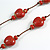 Dusty Red Ceramic Heart Bead Brown Silk Cord Long Necklace/90cm L/Adjustable/Slight Variation In Colour/Natural Irregularities - view 5