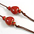 Dusty Red Ceramic Heart Bead Brown Silk Cord Long Necklace/90cm L/Adjustable/Slight Variation In Colour/Natural Irregularities - view 6