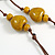 Dusty Yellow Ceramic Heart Bead Brown Silk Cord Long Necklace/90cm L/Adjustable/Slight Variation In Colour/Natural Irregularities - view 6