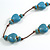Dusty Blue Ceramic Heart Bead Brown Silk Cord Long Necklace/90cm L/Adjustable/Slight Variation In Colour/Natural Irregularities - view 4