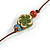Multicoloured Ceramic Flower and Round Shape Bead Brown Silk Cord Necklace/90cm Min Length/Slight Variation In Colour/Natural Irregularities - view 5