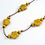 Dusty Yellow Ceramic Flower and Round Shape Bead Brown Silk Cord Necklace/90cm Min Length/Slight Variation In Colour/Natural Irregularities - view 4