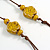 Dusty Yellow Ceramic Flower and Round Shape Bead Brown Silk Cord Necklace/90cm Min Length/Slight Variation In Colour/Natural Irregularities - view 5