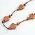 Dusty Pink Ceramic Flower and Round Shape Bead Brown Silk Cord Necklace/90cm Min Length/Slight Variation In Colour/Natural Irregularities - view 4