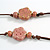 Dusty Pink Ceramic Flower and Round Shape Bead Brown Silk Cord Necklace/90cm Min Length/Slight Variation In Colour/Natural Irregularities - view 5