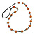 Dusty Orange Ceramic Flower Bead Black Silk Cord Long Necklace - 95cm Long - view 8