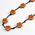 Dusty Orange Ceramic Flower Bead Black Silk Cord Long Necklace - 95cm Long - view 5