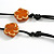 Dusty Orange Ceramic Flower Bead Black Silk Cord Long Necklace - 95cm Long - view 6