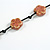 Dusty Pink Ceramic Flower Bead Black Silk Cord Long Necklace - 95cm Long - view 5