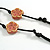 Dusty Pink Ceramic Flower Bead Black Silk Cord Long Necklace - 95cm Long - view 6