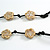 Antique White Ceramic Flower Bead Black Silk Cord Long Necklace - 95cm Long - view 5