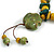 Ceramic/Acrylic Beaded with Flower Tassel Brown Silk Cord Necklace in Yellow/military Green/Teal/ 66cm L/Slight Variation In Colour/Natural Irregulari - view 4