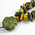 Ceramic/Acrylic Beaded with Flower Tassel Brown Silk Cord Necklace in Yellow/military Green/Teal/ 66cm L/Slight Variation In Colour/Natural Irregulari - view 5