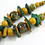 Ceramic/Acrylic Beaded with Flower Tassel Brown Silk Cord Necklace in Yellow/military Green/Teal/ 66cm L/Slight Variation In Colour/Natural Irregulari - view 6