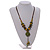 Ceramic/Acrylic Beaded with Flower Tassel Brown Silk Cord Necklace in Yellow/military Green/Teal/ 66cm L/Slight Variation In Colour/Natural Irregulari - view 3