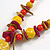 Ceramic/Acrylic Beaded with Flower Tassel Brown Silk Cord Necklace in Yellow/Red/Magenta/ 66cm L/Slight Variation In Colour/Natural Irregularities - view 4