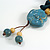 Ceramic/Acrylic Beaded with Flower Tassel Brown Silk Cord Necklace in Dusty Blue/Cream/Teal Blue/ 66cm L/Slight Variation In Colour/Natural Irregulari - view 5