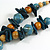 Ceramic/Acrylic Beaded with Flower Tassel Brown Silk Cord Necklace in Dusty Blue/Cream/Teal Blue/ 66cm L/Slight Variation In Colour/Natural Irregulari - view 7