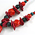 Ceramic/Acrylic Beaded with Flower Tassel Brown Silk Cord Necklace in Red/Teal/Magenta/ 66cm L/Slight Variation In Colour/Natural Irregularities - view 8