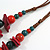 Ceramic/Acrylic Beaded with Flower Tassel Brown Silk Cord Necklace in Red/Teal/Magenta/ 66cm L/Slight Variation In Colour/Natural Irregularities - view 9