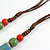 Multicoloured Ceramic Bead Tassel Necklace with Brown Cotton Cord/66cm L/13cm Tassel/Slight Variation In Colour/Natural Irregularities - view 7