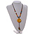 Multicoloured Ceramic Bead Tassel Necklace with Brown Cotton Cord/66cm L/13cm Tassel/Slight Variation In Colour/Natural Irregularities - view 3