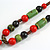 Green/Red/Black Ceramic Bead Tassel Necklace with Brown Silk Cord/66cm L/13cm Tassel/Slight Variation In Colour/Natural Irregularities - view 6