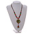 Green/Red/Black Ceramic Bead Tassel Necklace with Brown Silk Cord/66cm L/13cm Tassel/Slight Variation In Colour/Natural Irregularities - view 3