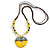 Yellow/Blue Ceramic Pendant with Silk Cotton Cords/62cm L/Adjustable/Natural Irregularities/Slight Variation In Colour