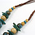 Ceramic/Acrylic Beaded with Flower Tassel Brown Silk Cord Necklace in Dusty Blue/Yellow/Teal Green/ 66cm L/Slight Variation In Colour/Natural Irregula - view 7